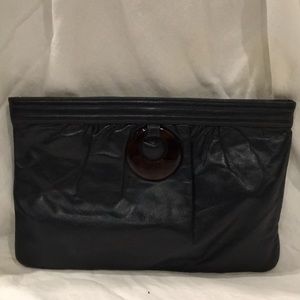 Morris Moskowitz Genuine Leather navy clutch